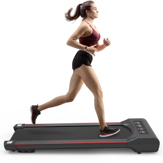 Under Desk Treadmill Machine Walking Pad, Posture And Mobility Support. Front side, back side, close-up detail, color