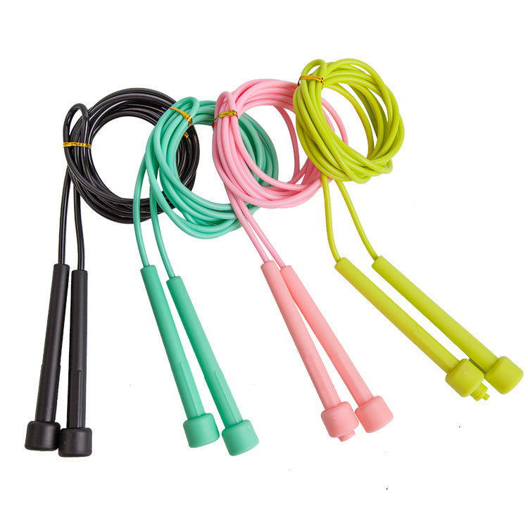 Portable Skipping Rope Pen Holder in pink, green, black, and yellow colors, showcasing flexible PVC ropes.